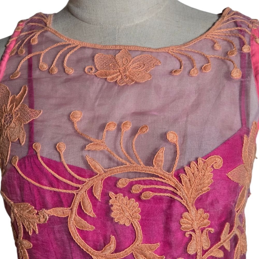 Yoana Baraschi Anthropologie Sheer Pink and Orange Mini Dress - Picture 2 of 6